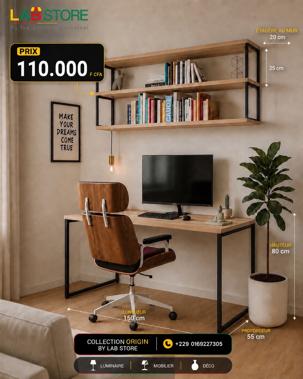 Bureau mobile avec roulettes