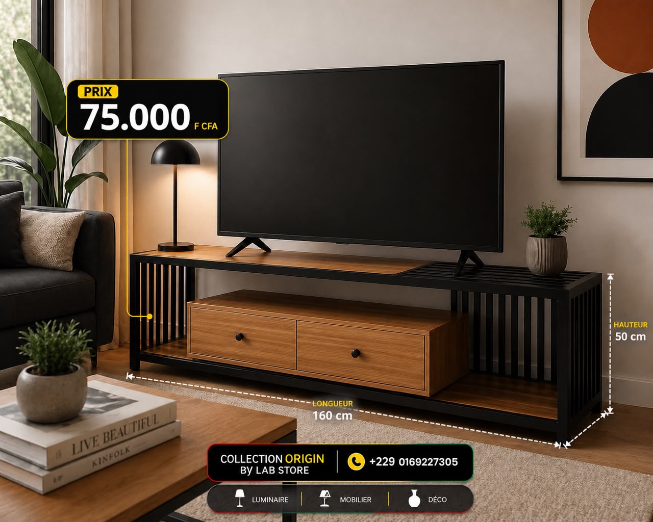 Meuble TV en panneaux ajourés